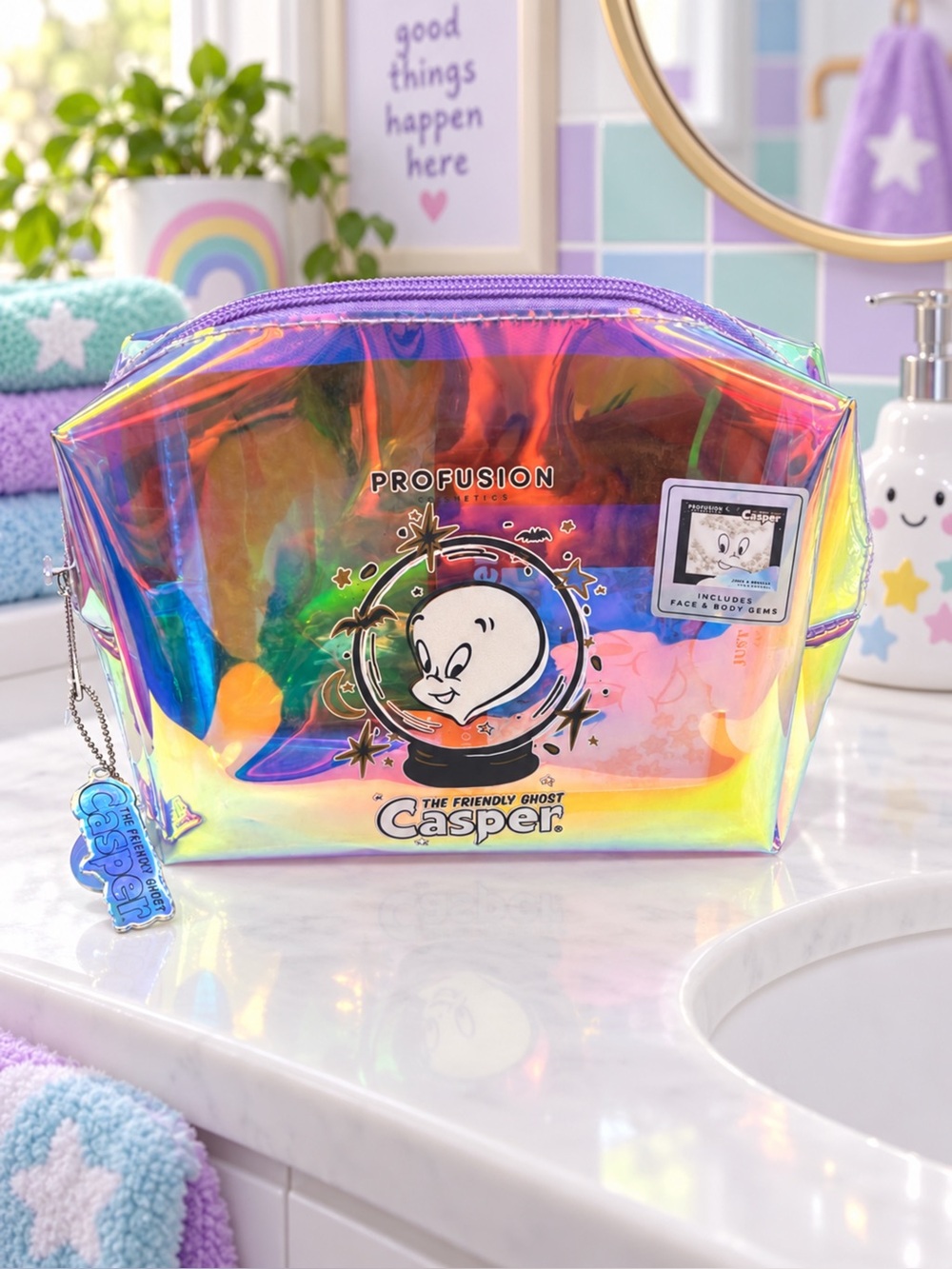 Profusion Cosmetics Iridescent Rainbow Casper Cosmetic Pouch